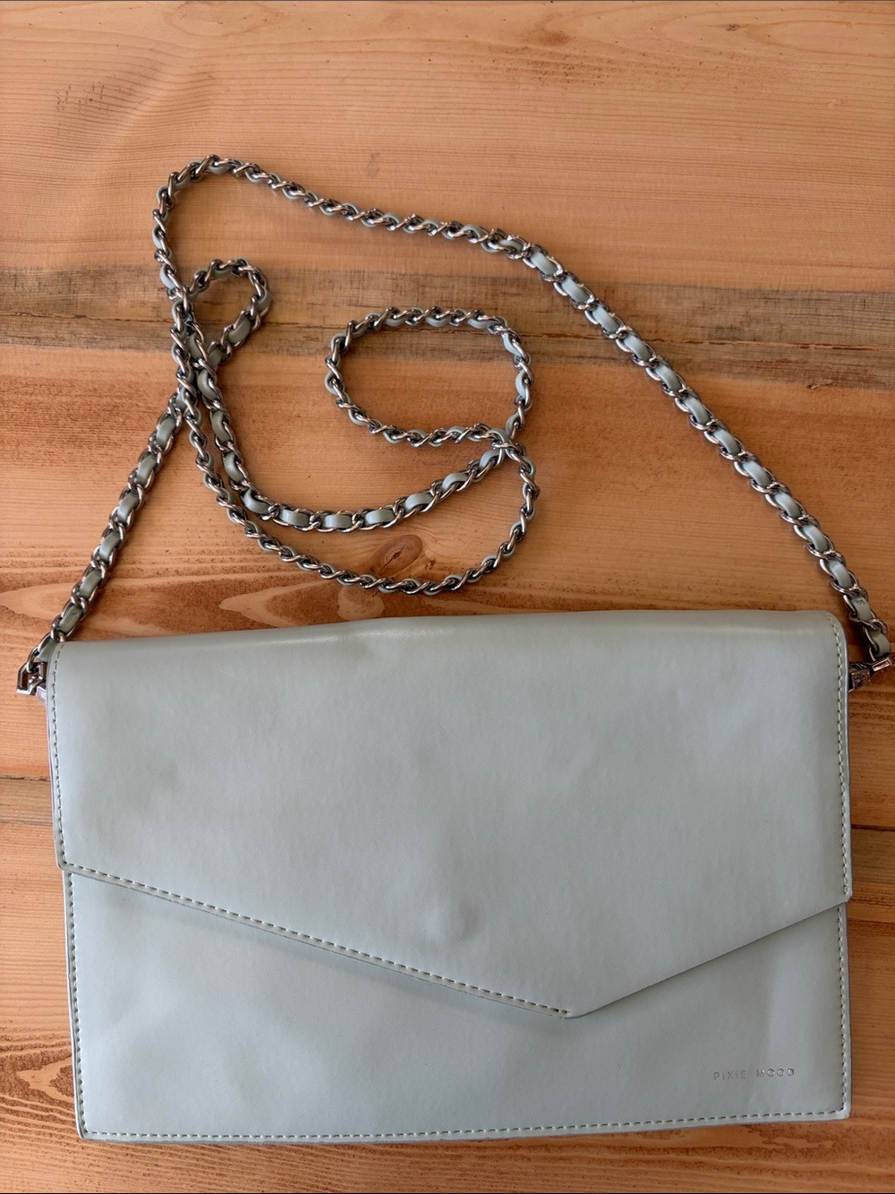 Pixie Mood Vegan Leather Mint Envelope Crossbody Bag/ClutchChain Strap